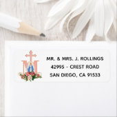 Étiquette Vierge Marie Religieux catholique Roses floraux (En situation)