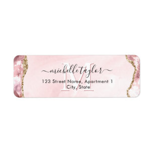 Étiquette Vierge rose or chic Parties scintillant or Agate M