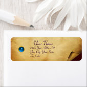 ÉTIQUETTE VIEUX PARCHEMIN BRUN,PIERRE PRÉCIEUSE (En situation)