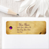 ÉTIQUETTE VIEUX PARCHEMIN BRUN,PIERRE PRÉCIEUSE GEMME (En situation)