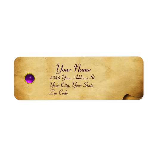 ÉTIQUETTE VIEUX PARCHEMIN BRUN,PIERRE PRÉCIEUSE GEMME (Devant)