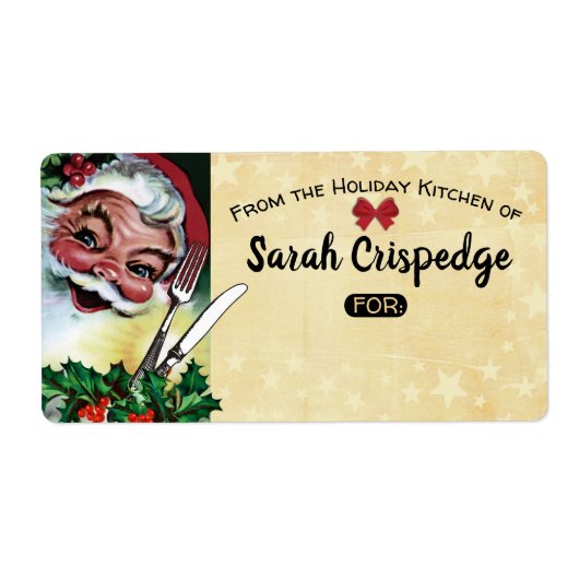 Étiquette Vignobles ustensiles de Noël nourriture de vacance (Devant)