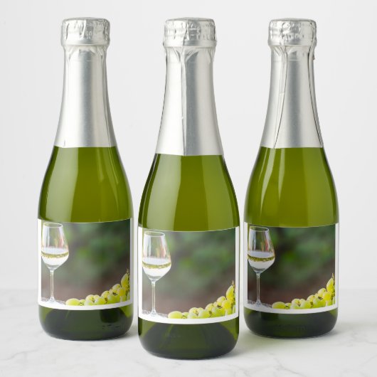 Étiquette Vin Blanc & Raisins (Bouteilles)