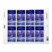 Étiquette Vin Blue Winter Woods (Feuille entière)