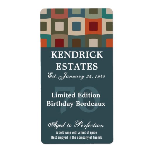 Étiquette Vin d'anniversaire bleu mood (375ml) (Devant)