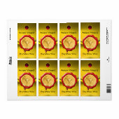 ÉTIQUETTE VIN DE CÉRÉBRE BLANC ANTIQUE SCEAU DE CIRE ROUGE (Feuille entière)