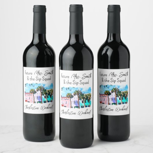 Étiquette Vin de fête de bachelorette - Charleston (Bouteilles)