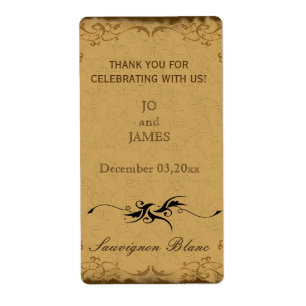 Étiquette Vin de mariage campagnard rustique vintage en fave