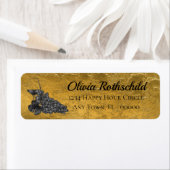 Étiquette Vin d'encre Verre raisins Arrière - plan or (En situation)