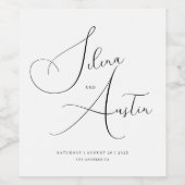Étiquette vin minimaliste mariage Handscript (Étiquettes simples)