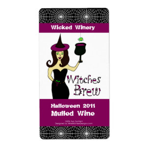 Étiquette Vin sorcière "Sorcières brassent" Halloween Vins É