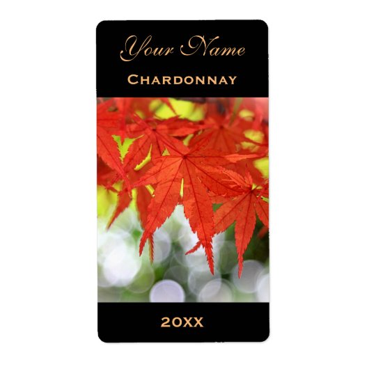 Étiquette Vin Vivid Rouge Automne Feuilles (Devant)