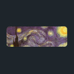 Étiquette Vincent van Gogh - Nuit étoilée<br><div class="desc">Starry Night (1889) de Vincent van Gogh est un post impressionnisme vintage de peinture de paysage d'art. Vue sur une ville dans une vallée la nuit avec les nuages tourbillonnants, les étoiles brillant et une belle lune jaune dorée croissant. Il a été peint pendant la journée de mémoire et est...</div>