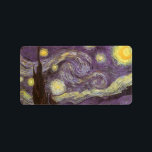 Étiquette Vincent van Gogh - Nuit étoilée<br><div class="desc">Starry Night (1889) de Vincent van Gogh est un post impressionnisme vintage de peinture de paysage d'art. Vue sur une ville dans une vallée la nuit avec les nuages tourbillonnants, les étoiles brillant et une belle lune jaune dorée croissant. Il a été peint pendant la journée de mémoire et est...</div>