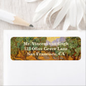 Étiquette Vincent van Gogh - Oliviers, Ciel Jaune et Soleil (En situation)