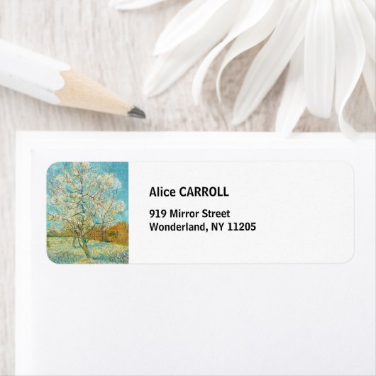 Étiquette Vincent van Gogh - Poche rose en fleurs (En situation)