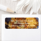 Étiquette Vincent van Gogh - Vie morte : Deux tournesols cou (En situation)