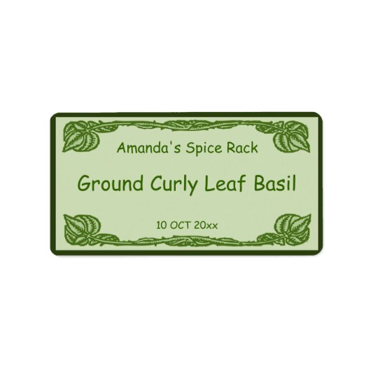 Étiquette Vins feuillus verts épices ou jarre de canne (Devant)