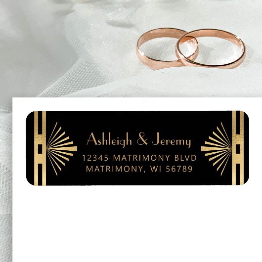 Étiquette Vintage 1920s Deco Black Gold