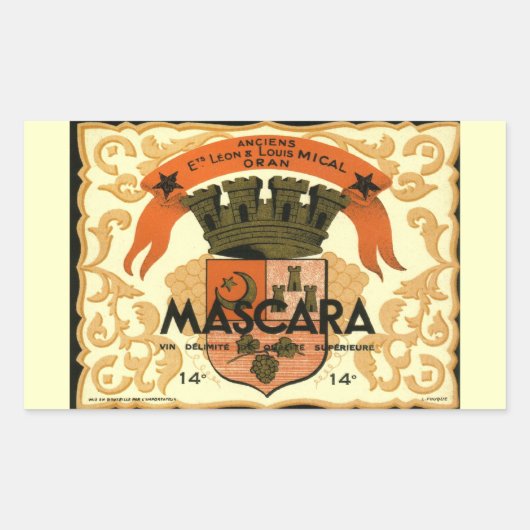 étiquette vintage algérien du vin, Mascara (Devant)