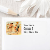 Étiquette Vintage Antique Beach Boy Girl Enfants Art (En situation)