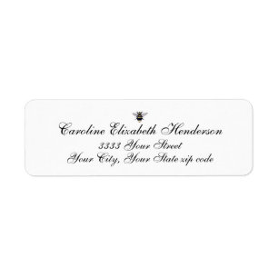 Étiquette Vintage Antique Bee Classic Script Adresse de reto