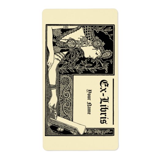 Étiquette Vintage Art Deco Style Ex Libris Template (Devant)