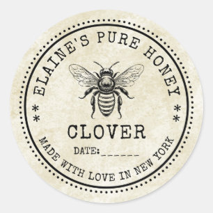 Étiquette vintage au miel de Clover avec couleurs 