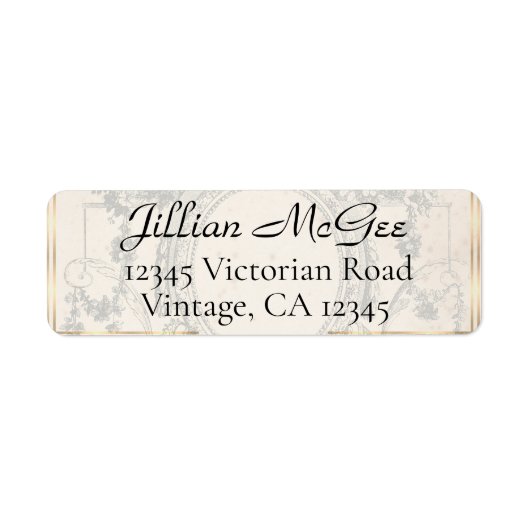 Étiquette Vintage Beige, Gold Ornate Address Labels (Devant)