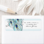 Étiquette Vintage Birds Musical Peacock Adresse en plume<br><div class="desc">Oiseaux vintages Musical Peacock Feather Retourner l'adresse Étiquettes -</div>