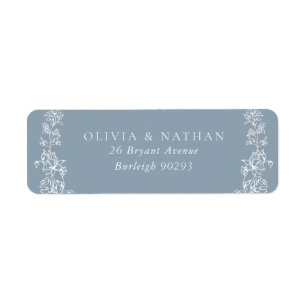 Étiquette Vintage Blanc Floral bleu Mariage Adresse de retou