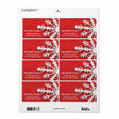 Étiquette Vintage Blanc Neige Rouge Parties scintillant Noël (Feuille entière)