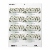 Étiquette Vintage blanc roses et verdure mariage (Feuille entière)