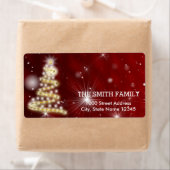 Étiquette Vintage Blanc Rouge Parties scintillant Noël Arbre (En situation)