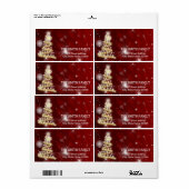 Étiquette Vintage Blanc Rouge Parties scintillant Noël Arbre (Feuille entière)