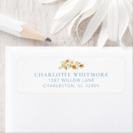 Étiquette Vintage Blue Floral Cluster Return Address Label