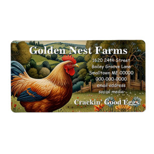 Étiquette Vintage chic pâturage de poulet boho paysage