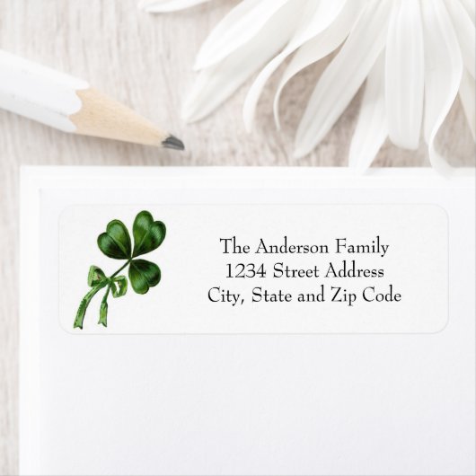 Étiquette Vintage Chic Shamrock vert (En situation)