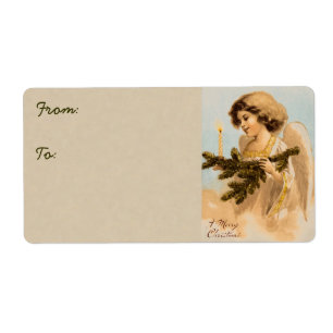 Étiquette Vintage Christmas Angel Gros Étiquettes-cadeaux