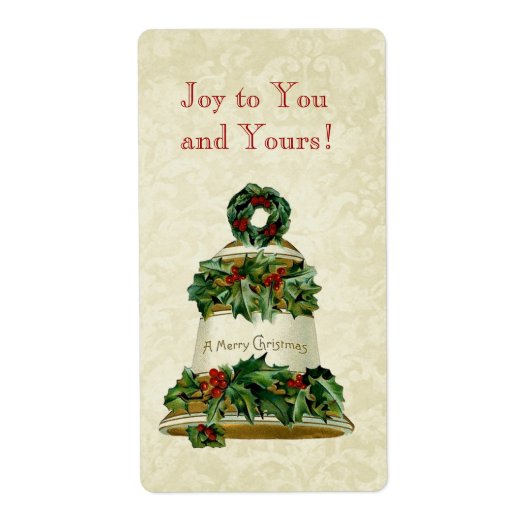 Étiquette Vintage Christmas Holly Bell CH005 (Devant)