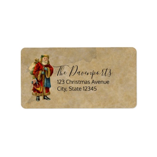 Étiquette Vintage Christmas Old World Santa Claus (Devant)