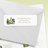 Étiquette Vintage Church with Wildflowers