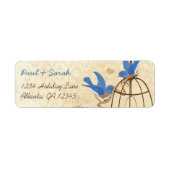 Étiquette Vintage Damask Lucky Bluebirds Brown Bird Cage (Devant)