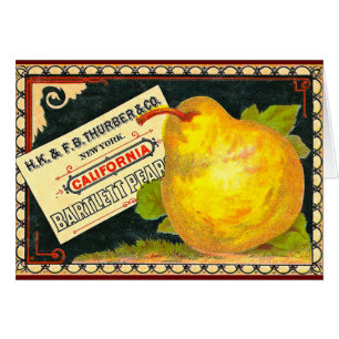 Étiquette vintage de caisse de poires de Thurber