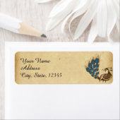 Étiquette vintage de mariage de monogramme de paon (En situation)
