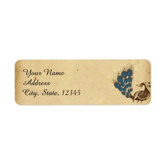 Étiquette vintage de mariage de monogramme de paon (Devant)