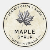 Étiquette vintage de sirop d'érable avec feuille (Devant)