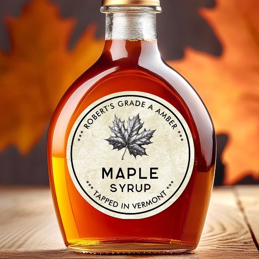 Étiquette vintage de sirop d'érable avec feuille