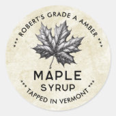 Étiquette vintage de sirop d'érable avec feuille (Devant)