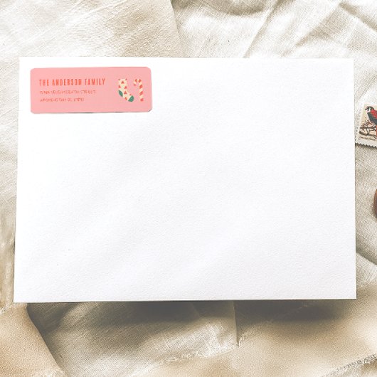 Étiquette Vintage dessin rose rouge Noël Doddle Adresse